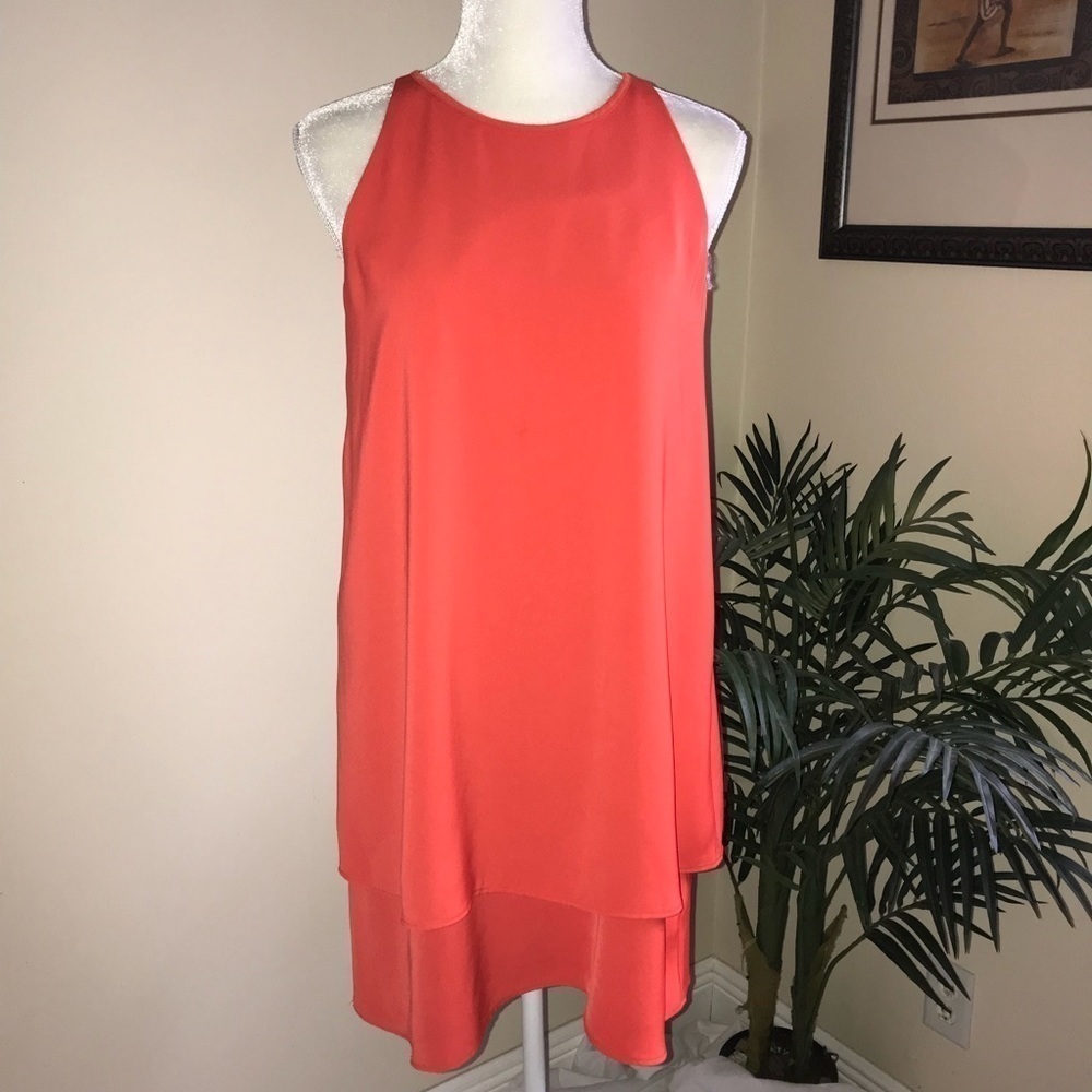 Lila Rose Double Layered Sleeveless Top Women Dress Orange S*